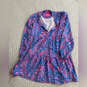 Lilly Pulitzer Blue and Pink Patterned Fabric